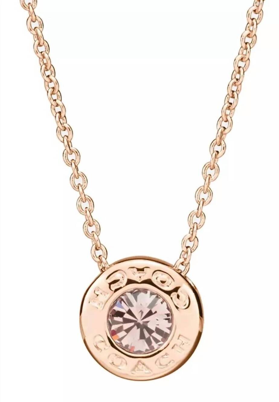 NEW COACH women's open circle stone neckalce in rose gold